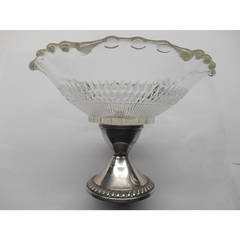 Vintage Duchin Creation Weighted Sterling Silver Glass Pedestal Candy Dish